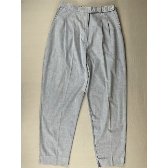 Vintage Marcia Relaxed Pleated  Chambray Trousers Women's 14/M Light Blue Marina - Picture 1 of 16